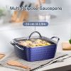 Casserole Dish, Square Induction Saucepan with Lid, 24cm 4L Stock Pots Non Stick - Default