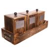 WILLART Handcrafted Wooden Antique Look Tea Coffee Sugar 3 Large Container Set in Wooden Tray ‚Äì Container Canister - 1-SET
