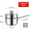 Small Household Pan Pot Durable Lightweight With Glass Cover Lid - As pic show - 2 QT