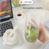 1pc Fresh Salad Cup; Keep Fit Salad Meal Shaker Cup; 1000ml/33.81oz; Portable Fruit Vegetable Milk Cup; 7.87''X2.33'' - Beige - PP