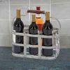 6 Bottle Farmhouse Metal Wine Holder with Wooden Handle, Gray - Default