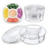12 Pcs Round Appetizer Serving Trays With Lids 5 Compartment Container Fruit Vegetable Divided Storage Organizer  (only pick up) - clear