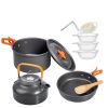 Folding Camping Set Travel Picnic Tableware - Orange - 10 Pcs