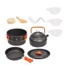 Folding Camping Set Travel Picnic Tableware - Orange - 10 Pcs