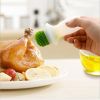 Turkey Baster and Pastry Brush Set with Thick Glass Docking Bowl Silicone Oil Brush Bottle Oil Dispenser for Cooking BBQ Baking and Grilling - green
