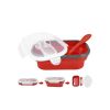 Lunch Box Collapsible Silicone Food Storage with Fork Spoon Expandable Eco Lunch Bento Box BPA-Free Dishwasher Freezer Microwave Safe - red