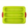 1pc; Silicone Baguette Pan; French Bread Baking Pan; Perforated 3 Loaves Baguettes Bakery Tray; Baking Tools; Kitchen Gadgets; Home Kitchen Items - Gr