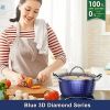 3.7 Quart Cooking Soup Pot with Lid, Small Nonstick Round 3.3 L, Blue Induction - Default
