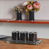 Ambrose Exquisite Tea, Sugar, Coffee Canisters with Tray in Crushed Diamond - Default