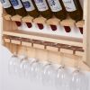 18 bottle wall wine rack/wine rack with glass holder/PINE/Solid wood /Home wine rack//Living room wine rack - as Pic