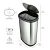 13.2 Gallon Trash Can, Motion Sensor Kitchen Trash Can, Stainless Steel - Stainless Steel