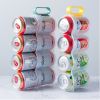 1pc Portable Can Organizer For Refrigerator Shelf Beer Can Holder Fridge Storage Sliding Rack Clear Plastic Storage Containers For Food - Orange