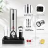 6-in-1 Electric Wine Bottle Opener Set with Foil Cutter - black