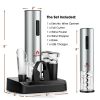 6-in-1 Electric Wine Bottle Opener Set with Foil Cutter - black