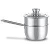 Small Household Pan Pot Durable Lightweight With Glass Cover Lid - As pic show - 2 QT