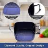 Casserole Dish, Square Induction Saucepan with Lid, 24cm 4L Stock Pots Non Stick - Default