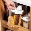 1pc Portable Plastic Food Storage Box; Clear Cereal Storage Containers With Lids; Large Kitchen Storage Containers - 1100ml Airtight Measuring Cup