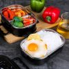 Bento Box Double Layer Lunch Box for Kids and Adults Leakproof Lunch Containers with Removable Stainless Steel Tray Microwave Safe - black