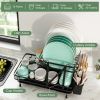 2-Tier Collapsible Dish Rack with Removable Drip Tray - black