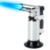 Culinary Butane Torch Lighter Refillable Blow Torch Adjustable Flame Kitchen Cooking BBQ Torch  (Gas Not Included) - Silver
