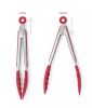 3Pcs Tongs With Silicon Tip Household Kitchen Utensil Stainless Steel High Heat Resistant Locking BBQ Cooking Accessories Baking - Red