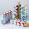 1pc Portable Can Organizer For Refrigerator Shelf Beer Can Holder Fridge Storage Sliding Rack Clear Plastic Storage Containers For Food - Orange