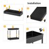 2-Tier Under Sink Organizer, Sliding Storage Drawer Basket Organizer with Hooks, Hanging Cup, ABS Material - Black