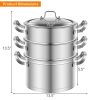 Daily Delicacies Pot 304 Stainless Steel  3-Tier Steamer Pot - Silver A - Stainless steel