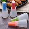 Silicone Flat-bottomed Barbecue Oil Bottle Brush BBQ Brushes - Blue