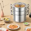 Daily Delicacies Pot 304 Stainless Steel  3-Tier Steamer Pot - Silver A - Stainless steel