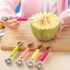 Double Head Stainless Steel Fruit Digging Spoon; Corrugated Carving Knife Watermelon Fruit Platter Tool; Spoon Digger - Green