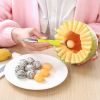 Double Head Stainless Steel Fruit Digging Spoon; Corrugated Carving Knife Watermelon Fruit Platter Tool; Spoon Digger - Green