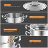 Daily Delicacies Pot 304 Stainless Steel  3-Tier Steamer Pot - Silver A - Stainless steel