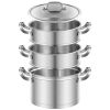 Daily Delicacies Pot 304 Stainless Steel  3-Tier Steamer Pot - Silver A - Stainless steel