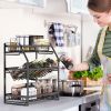 Spice Rack Organizer, 3-Tier Seasoning Organizer, Kitchen Spice Shelf, Countertop Organizer for Bathroom Vanity Kitchen-Black - SR232